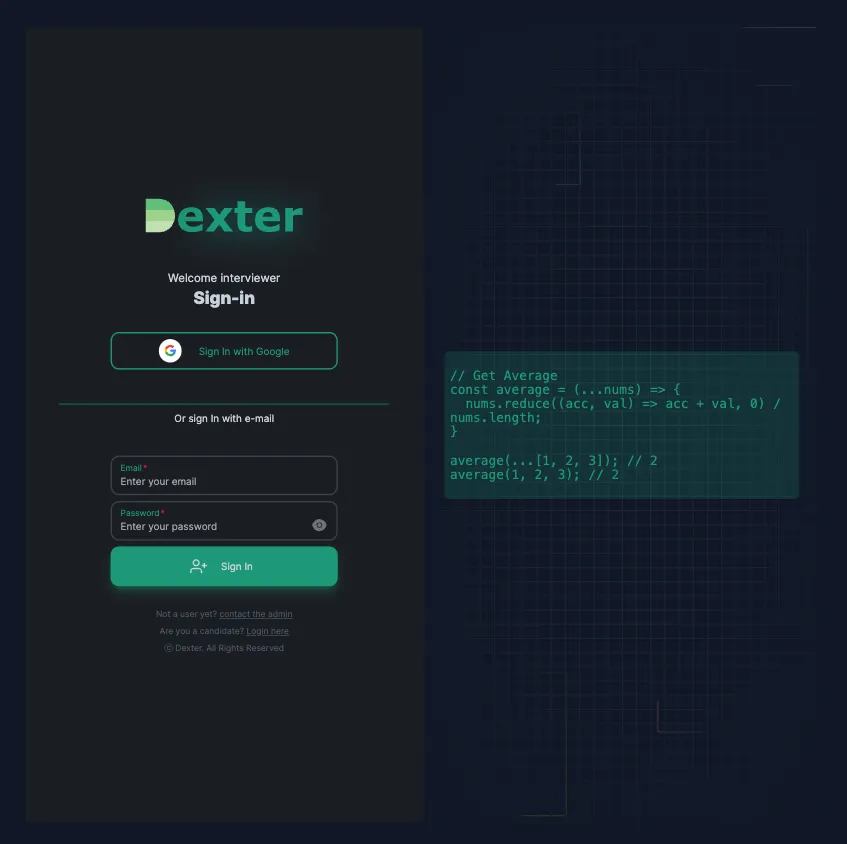 Dexter main page