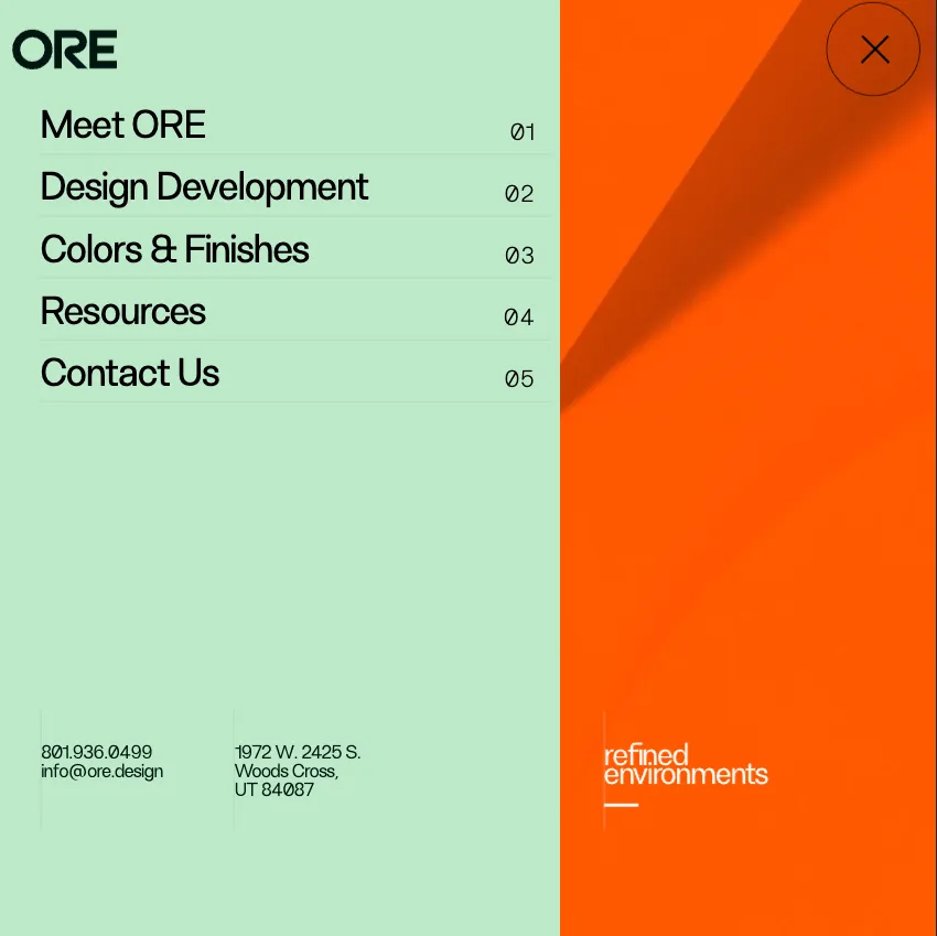 Ore.design menu